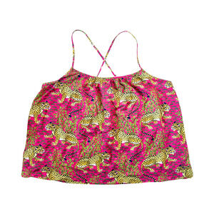 Print Fresh Bagheera Cami Pajama Top 2X Pink Leopard Foliage Novelty Artsy Boho
